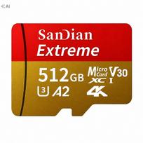 microSD atminties kortelė 512GB V30 U3 A2 4K SanDian Extreme