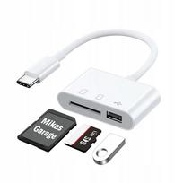 Adapteris SD/TF atminties kortelių skaitytuvas 3in1 USB-C iki 256GB