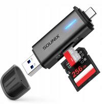 USB 3.0 kortelių skaitytuvas, USB-C, MicroSD/TF, 5Gb/s, iki 2TB