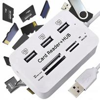 USB šakotuvas 7in1 su kortelių skaitytuvu SD Micro