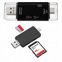 Kortelių skaitytuvas 5in1, SD, MicroSD, USB, Type-C, MicroUSB, OTG