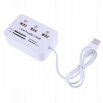 USB 2.0 šakotuvas su 3 lizdais ir SD, MicroSD kortelių skaitytuvu