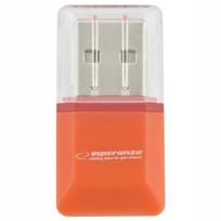 Micro SD USB kortelių skaitytuvas Esperanza, oranžinis