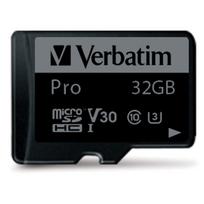 microSD kortelė Verbatim 32GB su adapteriu Pro U3 juoda 47041