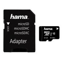 Atminties kortelė Hama microSDXC 64GB su SD adapteriu 80MB/s Class C10