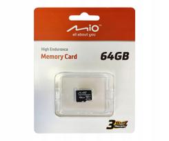 MicroSD atminties kortelė MIO High Endurance 64GB, skirta Mivue vaizdo registratoriams