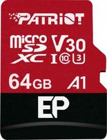 Micro SDXC atminties kortelė PATRIOT 64GB, Class 10, UHS-I U3, A1, V30