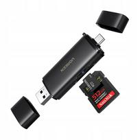 2in1 SD microSD USB-C USB-A UHS-II atminties kortelių skaitytuvas, juodas