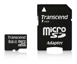 microSD atminties kortelė TRANSCEND 8GB SDHC Class 4 su SD adapteriu