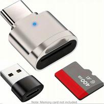 USB-C metalinis SD/TF kortelių skaitytuvas, nešiojamas
