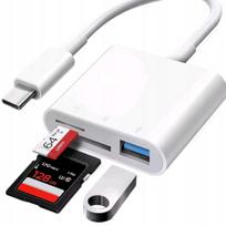 USB 2.0 kortelių skaitytuvas 3in1 su SD/TF adapteriu ir 3 USB lizdais