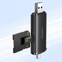 Atminties kortelių skaitytuvas 2in1 SD MicroSD USB-C adapteris USB-A UHS-II juodas