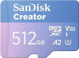 microSD atminties kortelė SanDisk Creator 512GB su USB-A adapteriu ir Adobe Lightroom