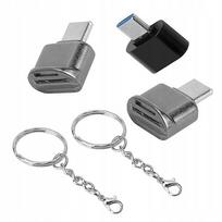 Micro SD USB C adapteris ir aliuminio kortelių skaitytuvas, 2 vnt., plieninis
