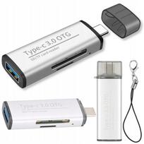 USB-C atminties kortelių skaitytuvas HUB USB 3.0 OTG adapteris