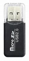 Micro SD USB 2.0 kortelių skaitytuvas, juodas