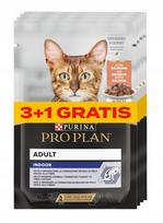 Kačių pašaras Purina Pro Plan Indoor su lašiša, 4 x 85 g (3+1)