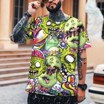 Juokingi Hip-hop dėlionės 3D spausdinti vyriški marškinėliai, marškinėliai apvalia iškirpte, aukštos kokybės likros poliesterio didelio dydžio kasdieniai drabužiai 6XL black