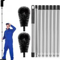 Ilga rankena stogo ir latakų valymo šepetys lapams Boxed 10 rods + 2 heads ~4.3m juoda