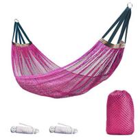 Outdoor Hammock with Carry Bag Single Person Camping Portable Heavy Duty Garden Patio Balcony Porch Backyard A rožinė