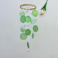 Creative Hanging Moon Wind Chimes Natural Shells With Crisp Ringtones Dream Catchers Home Decoration Circle Shells Pendant žalia