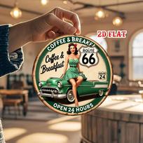 D bemolas pc Vintažinis Maršrutas Metalo Sienų Dekoras Vidurio amžiaus Retro Kavinės Ženklas su Kava Pusryčiai Mėtų Žalias Polka Padavėja 20x20cm(8x8inch) beige