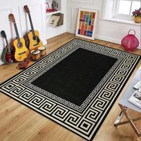 Modern Geometric Border Area Rug, Luxury Gold Frame Floor Mat for Living Room Bedroom, Soft Non-Slip Washable Home Decor Carpet 40cm x 60cm brown