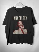 RARE! Lana Del Rey Portrait Graphic T-Shirt Alt-Pop Music Unisex Black T-shirt XXL gray