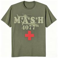 Mash Distressed Logo T Shirt Mens 4077 Licensed Classic TV Show Militarryy Green High Quality B XXL beige