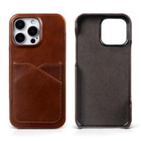 Premium Card Slot Genuine Leather Case For Iphone 16 Pro Max Cases 15 13pro 14pro 12 11 Aesthetic Vintage Phone Back Cover Coque Genuine Leather&iPhone Air brown