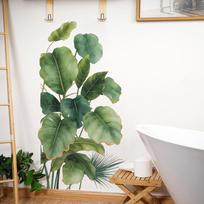 Tropical Plant Leaves Wall Decal Waterproof Removable Self-Adhesive Sticker for Bathroom Hallway Home Decor 3090cm2pcsfunc167 gray