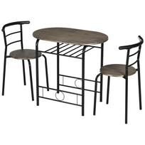 Bistro rinkinys 3 dalys, 1 stalas, 2 kėdės, 80 cm x 53 cm x 74,5 cm, Juodas 80 x 53 x 74.5 cm juoda