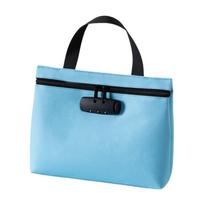 Zip Closure Bill Money Bag with Lock Canvas Security Document Bag Portable Locking Pouch  Home L mėlyna