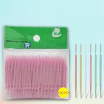 100 vnt./dėžutėje Dvigalvis dantų siūlas tarpdančių krapštukas green