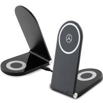 Mercedes Silver Stars MagSafe sulankstomas 2in1 15W indukcinis įkroviklis - juodas
