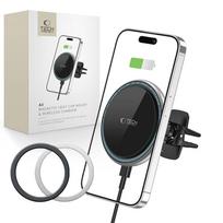 Tech-Protect A2 automobilinis telefono laikiklis su MagSafe 15W indukciniu įkrovikliu oro grotelių tvirtinimui - juodas