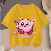 Kids Streetwear Kirby T Shirt Summer Cute Print Casual Fashion Boys Girls Round Neck 150 pink