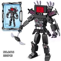 Dark Tv Man Plus Skibidi Toilet Man MOC Building Blocks Toys Titan Clock Man Female Model Diy Gift Toys For Children Kids black