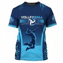 Men's clothing Fashion 3D Printing Volleyball T shirt Summer Breathable Short Sleeve Men's Clothing Sports Loose O-Neck  Tops S blue