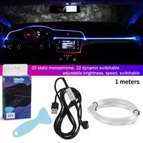 1/2/3/5M Neon Led Strip Light  7 Colors RGB DIY USB Remote Control for Car Interior Atmosphere EL Wiring Flexible LED Lam 5V/12V RGB 7 Colors purple