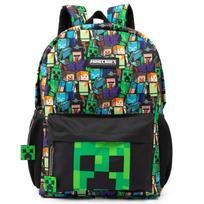 Oficialiai licencijuota Minecraft vaikų kuprinė su viso paviršiaus raštu - 42 cm aukštis x 31 cm plotis x 19 cm gylis, 100 % poliesteris, priekinė kišenė su užtrauktuku, paminkštintos petnešėlės