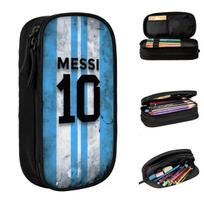 Smagus Futbolas 10 Pieštukinė Lionel Messi Pieštukinė Dėžutė Mergaitėms Berniukams Didelė Laikymo Maišelis Mokiniams Mokyklos Dovana Raštinės Reikmenys 21x10.5x5cm gray