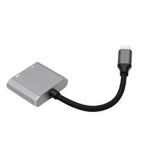 USB C į AR akinių adapteris PD 100W greitas įkrovimas 4K 60Hz Dvigubas USB C AR akinių įkrovimo ir žaidimo adapteris Tinka Switch gray