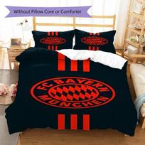 FC Bayern Munich Club Crest Red Stripe Print 3‑Pieces Duvet Cover Set German Soccer Fan Bedding Bedroom Home Decor Without Pillow Core Comforter 135x200cm white