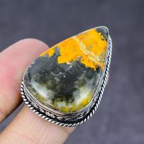 Bumblebee Jasper Gemstone 925 Sterling Silver Gift Jewelry Ring Size 8.5 yellow