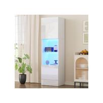 Display cabinet - MUVOE - 1 glass shelf - LED lighting - Glossy white - 45x35x160 cm balta