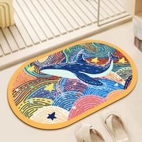 Soft diatom mud bathroom water-absorbing non-slip mat Home toilet door quick-drying foot pad Simple bathroom door floor mat 40X60cm 15.7X23.6in blue