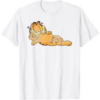 Garfield Happy Lounging Cartoon Cat T-Shirt S balta