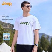 JEEP Men's 100% Cotton Round Neck Short Sleeve T-Shirt M balta