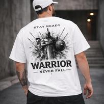 Mens Warrior Graphic Tee Spartan Shirt Gym Motivation Streetwear Back Print S black